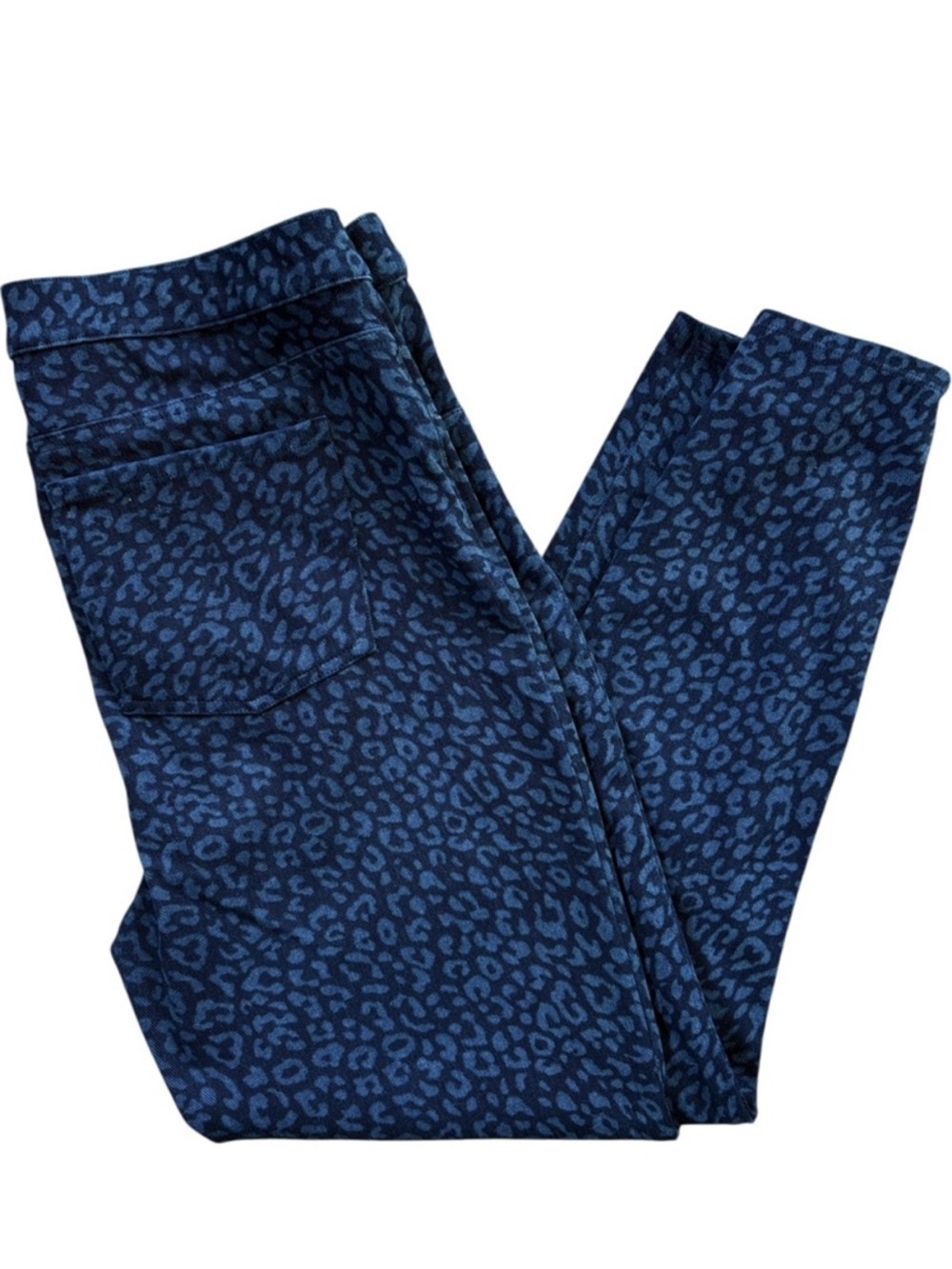 EUC SPANX Jean-ish Leggings Tonal Leopard Blue Size IX